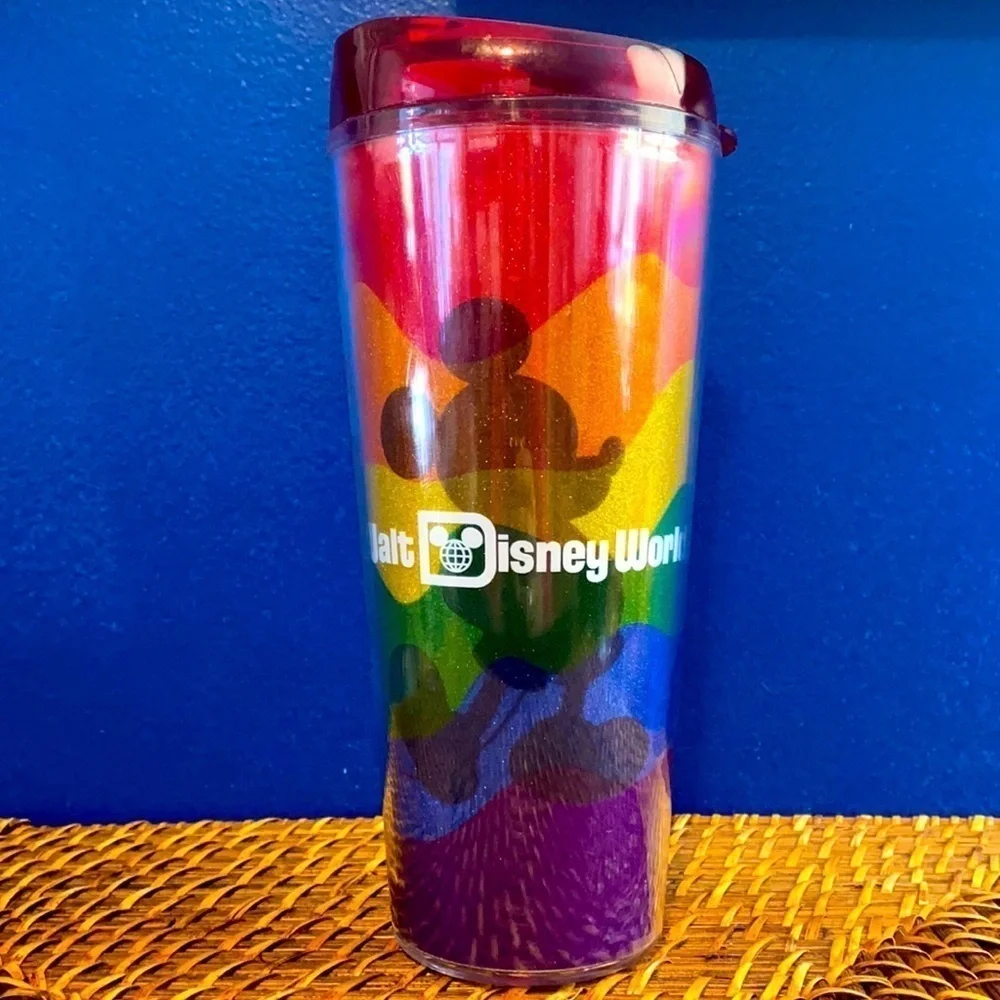 NWT Disney Park Rainbow Collection 22oz MICKEY MOUSE SILHOUETTE Drink Tumbler